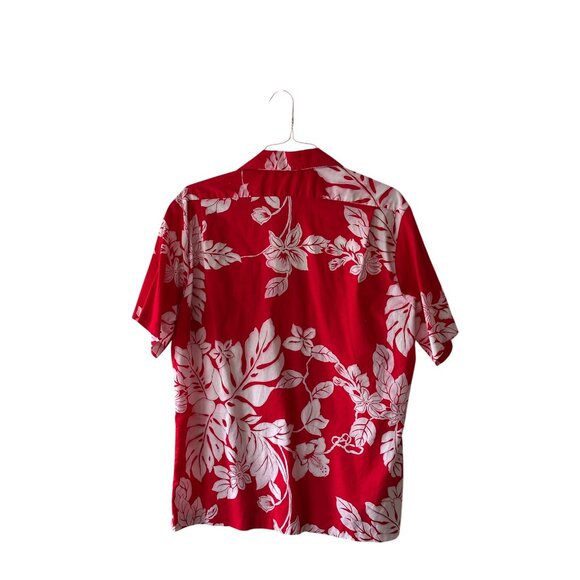 Hilo Hattie Shirt Mens XL Red Hawaiian Aloha Floral Beach Resort Vacation Tropi - Picture 2 of 6
